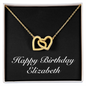 Happy Birthday Elizabeth v2 - 18K Yellow Gold Finish Interlocking Hearts Necklace