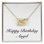 Happy Birthday Angel - 18K Yellow Gold Finish Interlocking Hearts Necklace