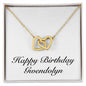 Happy Birthday Gwendolyn - 18K Yellow Gold Finish Interlocking Hearts Necklace