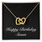 Happy Birthday Susan v2 - 18K Yellow Gold Finish Interlocking Hearts Necklace