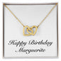Happy Birthday Marguerite - 18K Yellow Gold Finish Interlocking Hearts Necklace