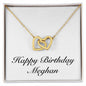 Happy Birthday Meghan - 18K Yellow Gold Finish Interlocking Hearts Necklace