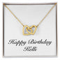 Happy Birthday Kelli - 18K Yellow Gold Finish Interlocking Hearts Necklace