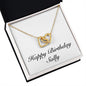 Happy Birthday Sally - 18K Yellow Gold Finish Interlocking Hearts Necklace