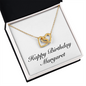 Happy Birthday Margaret - 18K Yellow Gold Finish Interlocking Hearts Necklace