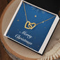 Merry Christmas v05 - 18K Yellow Gold Finish Interlocking Hearts Necklace