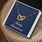 Merry Christmas v08 - 18K Yellow Gold Finish Interlocking Hearts Necklace