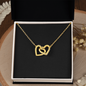18K Yellow Gold Finish Interlocking Hearts Necklace v2