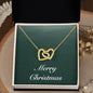 Merry Christmas v09 - 18K Yellow Gold Finish Interlocking Hearts Necklace