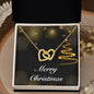 Merry Christmas v03 - 18K Yellow Gold Finish Interlocking Hearts Necklace