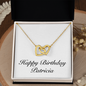 Happy Birthday Patricia - 18K Yellow Gold Finish Interlocking Hearts Necklace
