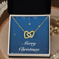 Merry Christmas v05 - 18K Yellow Gold Finish Interlocking Hearts Necklace