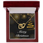 Merry Christmas v03 - 18K Yellow Gold Finish Interlocking Hearts Necklace With Mahogany Style Luxury Box