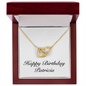 Happy Birthday Patricia - 18K Yellow Gold Finish Interlocking Hearts Necklace With Mahogany Style Luxury Box