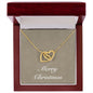 Merry Christmas v10 - 18K Yellow Gold Finish Interlocking Hearts Necklace With Mahogany Style Luxury Box