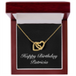 Happy Birthday Patricia v2 - 18K Yellow Gold Finish Interlocking Hearts Necklace With Mahogany Style Luxury Box
