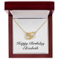 Happy Birthday Elizabeth - 18K Yellow Gold Finish Interlocking Hearts Necklace With Mahogany Style Luxury Box