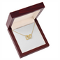 18K Yellow Gold Finish Interlocking Hearts Necklace With Mahogany Style Luxury Box