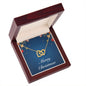 Merry Christmas v01 - 18K Yellow Gold Finish Interlocking Hearts Necklace With Mahogany Style Luxury Box