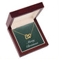 Merry Christmas v09 - 18K Yellow Gold Finish Interlocking Hearts Necklace With Mahogany Style Luxury Box