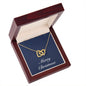 Merry Christmas v08 - 18K Yellow Gold Finish Interlocking Hearts Necklace With Mahogany Style Luxury Box
