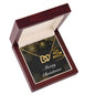 Merry Christmas v03 - 18K Yellow Gold Finish Interlocking Hearts Necklace With Mahogany Style Luxury Box