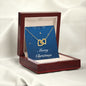 Merry Christmas v05 - 18K Yellow Gold Finish Interlocking Hearts Necklace With Mahogany Style Luxury Box
