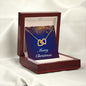 Merry Christmas v07 - 18K Yellow Gold Finish Interlocking Hearts Necklace With Mahogany Style Luxury Box