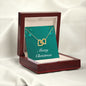 Merry Christmas v02 - 18K Yellow Gold Finish Interlocking Hearts Necklace With Mahogany Style Luxury Box