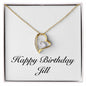 Happy Birthday Jill - 18k Yellow Gold Finish Forever Love Necklace