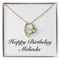 Happy Birthday Melinda - 18k Yellow Gold Finish Forever Love Necklace