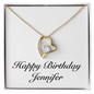 Happy Birthday Jennifer - 18k Yellow Gold Finish Forever Love Necklace