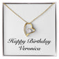 Happy Birthday Veronica - 18k Yellow Gold Finish Forever Love Necklace