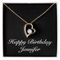 Happy Birthday Jennifer v2 - 18k Yellow Gold Finish Forever Love Necklace
