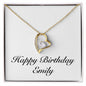 Happy Birthday Emily - 18k Yellow Gold Finish Forever Love Necklace
