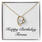 Happy Birthday Teresa - 18k Yellow Gold Finish Forever Love Necklace