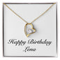 Happy Birthday Lena - 18k Yellow Gold Finish Forever Love Necklace