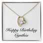 Happy Birthday Cynthia - 18k Yellow Gold Finish Forever Love Necklace