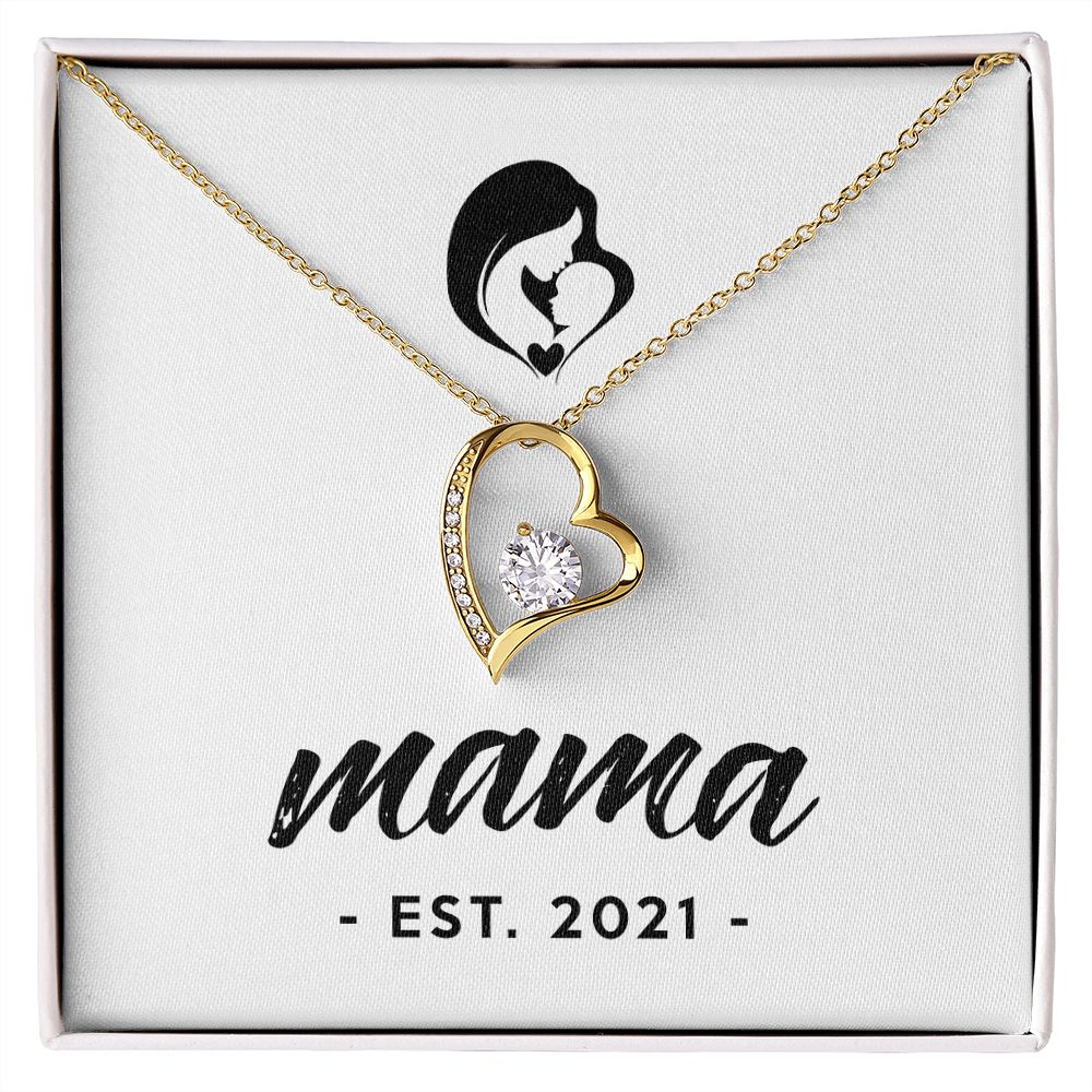 Mama, Est. 2021 - 18k Yellow Gold Finish Forever Love Necklace