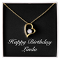Happy Birthday Linda v2 - 18k Yellow Gold Finish Forever Love Necklace