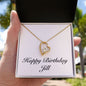 Happy Birthday Jill - 18k Yellow Gold Finish Forever Love Necklace