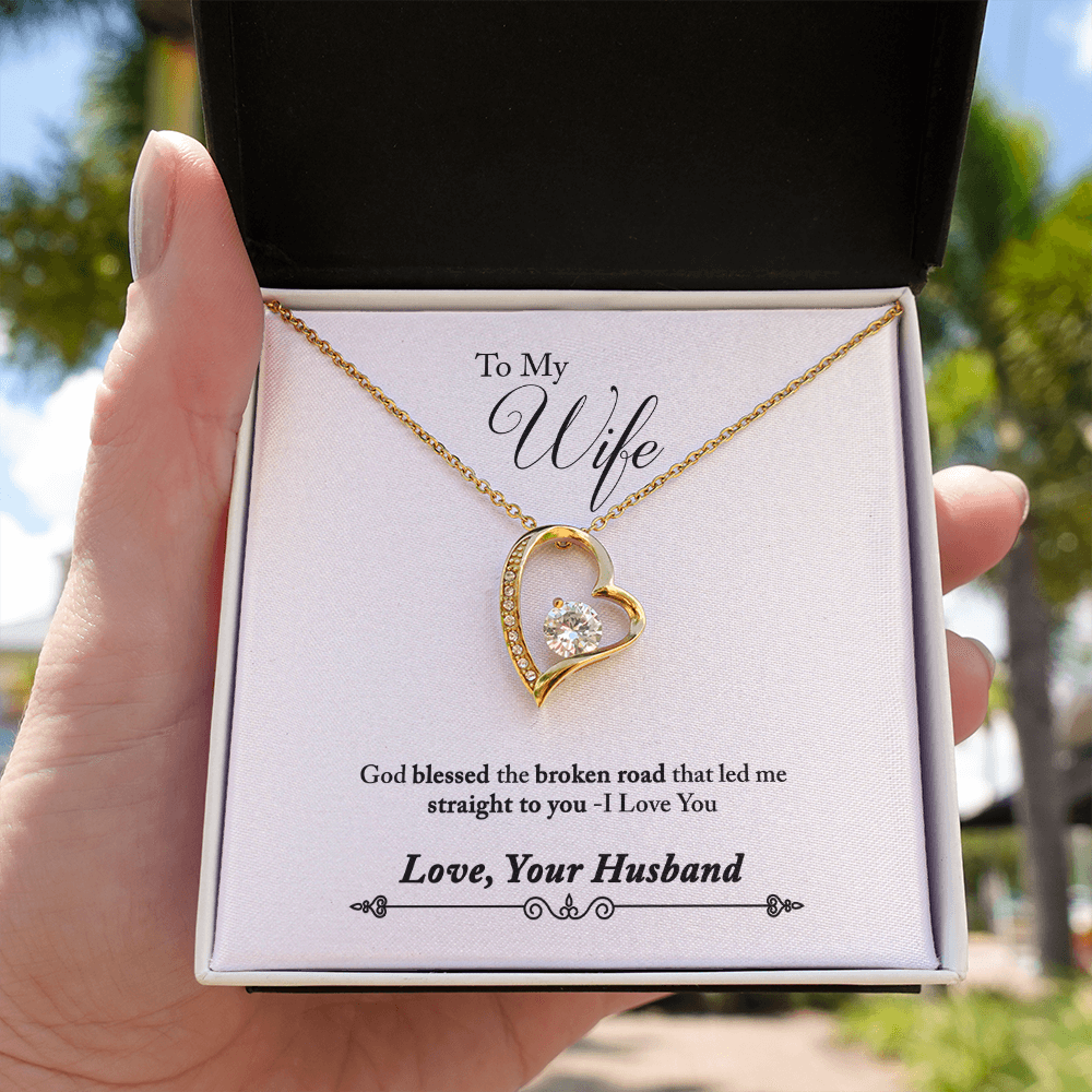 006 To My Wife - 18k Yellow Gold Finish Forever Love Necklace