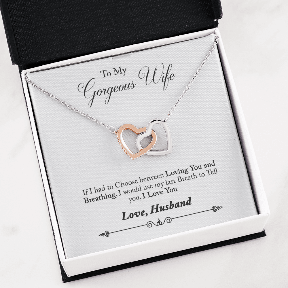 005 To My Gorgeous Wife - Interlocking Hearts Necklace