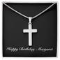 Happy Birthday Margaret v2 - Stainless Steel Cross Necklace