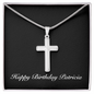 Happy Birthday Patricia v2 - Stainless Steel Cross Necklace