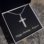 Happy Birthday Margaret v2 - Stainless Steel Cross Necklace
