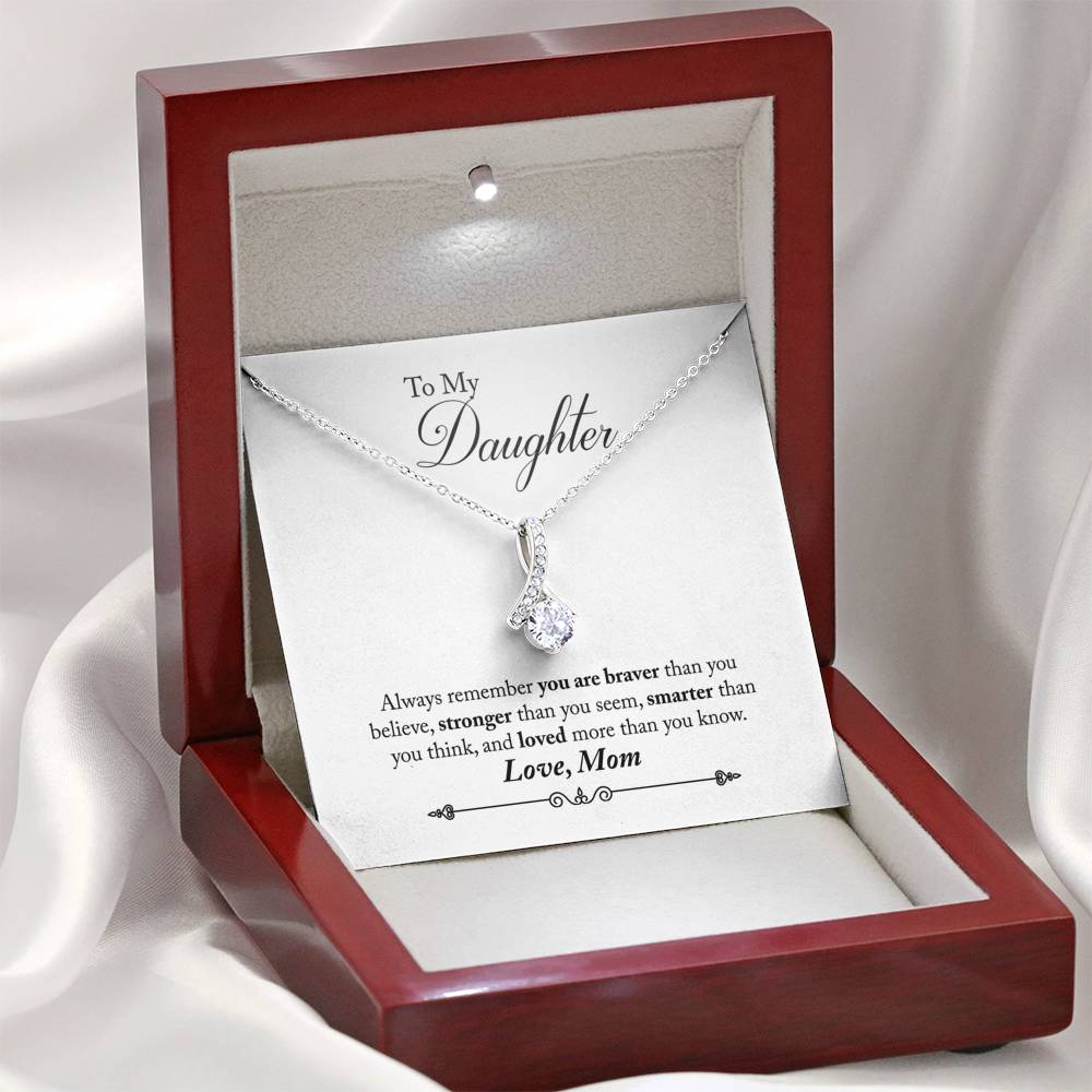 042 - To Daughter From Mom - Alluring Beauty Necklace With Mahogany Style Luxury Box
