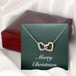 Merry Christmas v09 - Interlocking Hearts Necklace With Mahogany Style Luxury Box