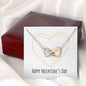 Happy Valentine's Day - Golden Heart - Interlocking Hearts Necklace With Mahogany Style Luxury Box