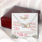 317 - To Daughter From Dad - Interlocking Hearts Necklace With Mahogany Style Luxury Box